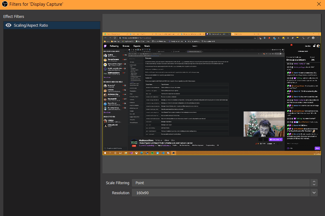 Screenshot of OBS filter settings